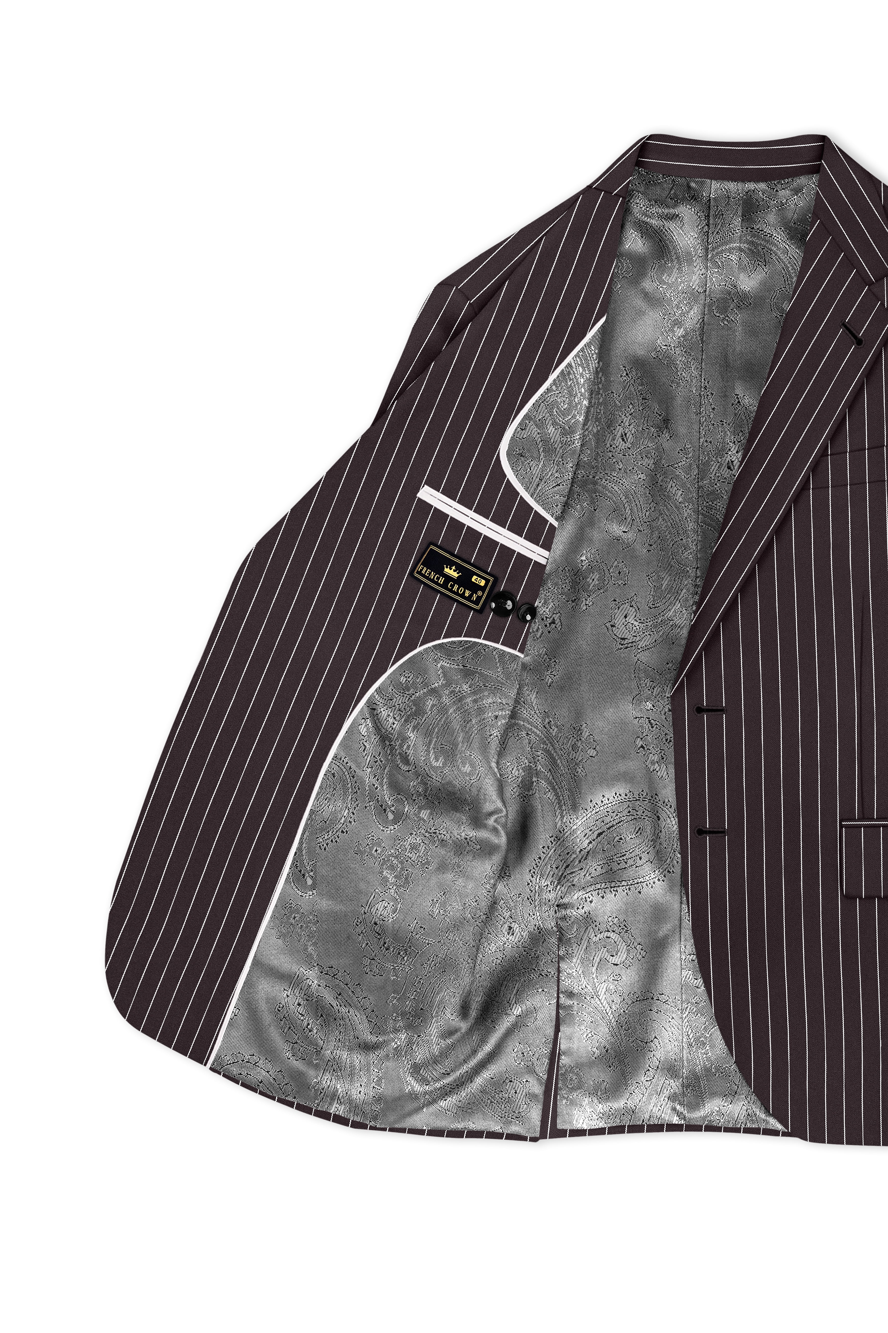 Volt-Thunder Brown Herringbone Striped Wool Rich Slight Stretch Single Breasted Blazer