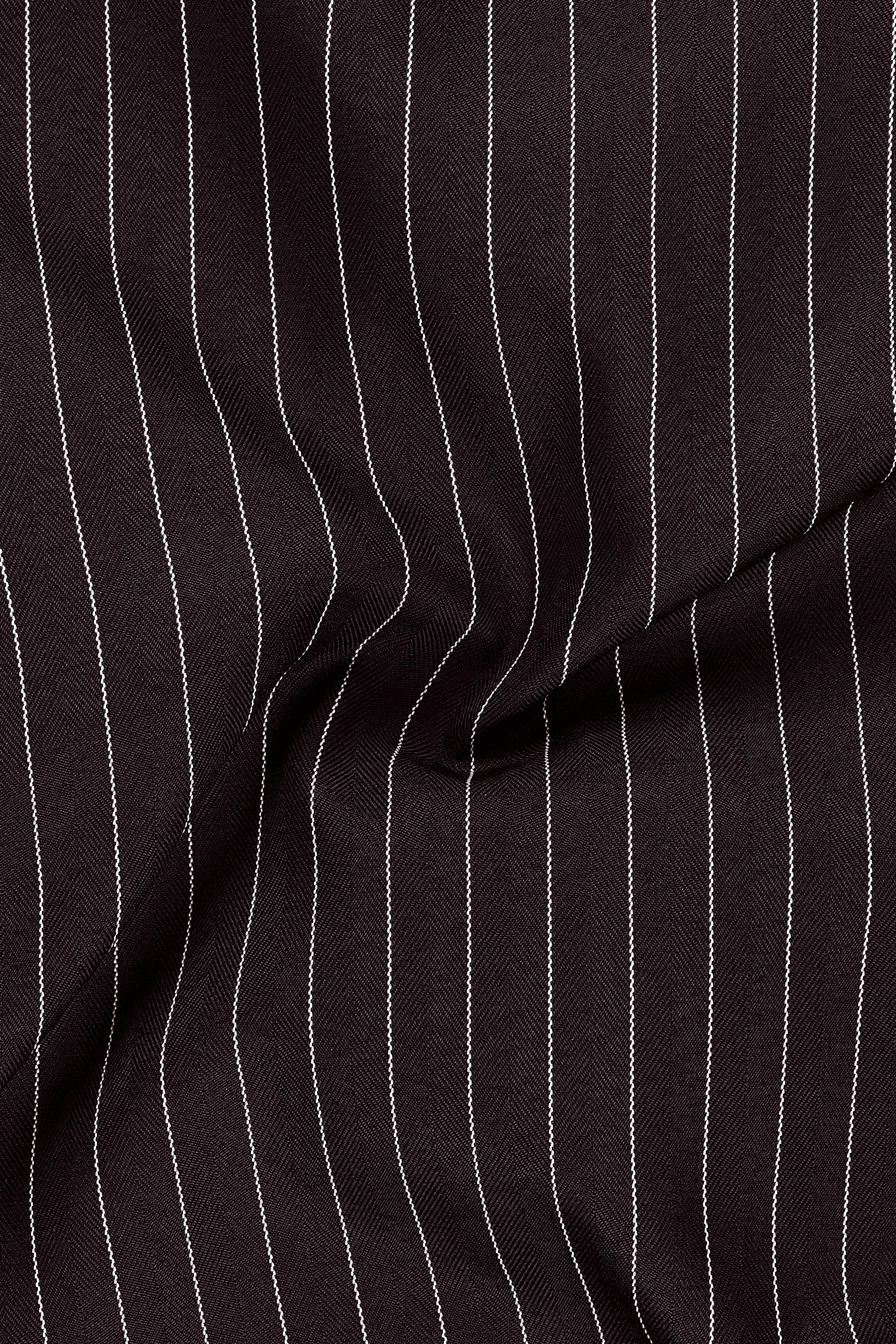 Volt-Thunder Brown Herringbone Striped Wool Rich Slight Stretch Double Breasted Blazer
