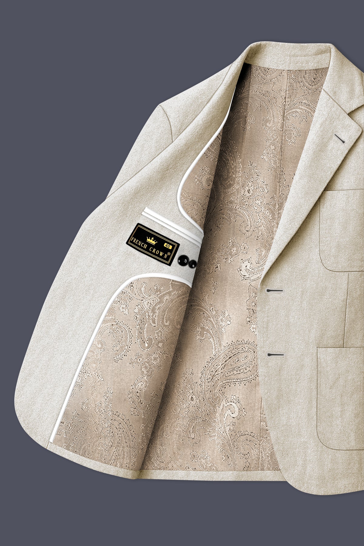 Alabaster-Devon Cream Luxurious Linen Single Breasted Sports Blazer