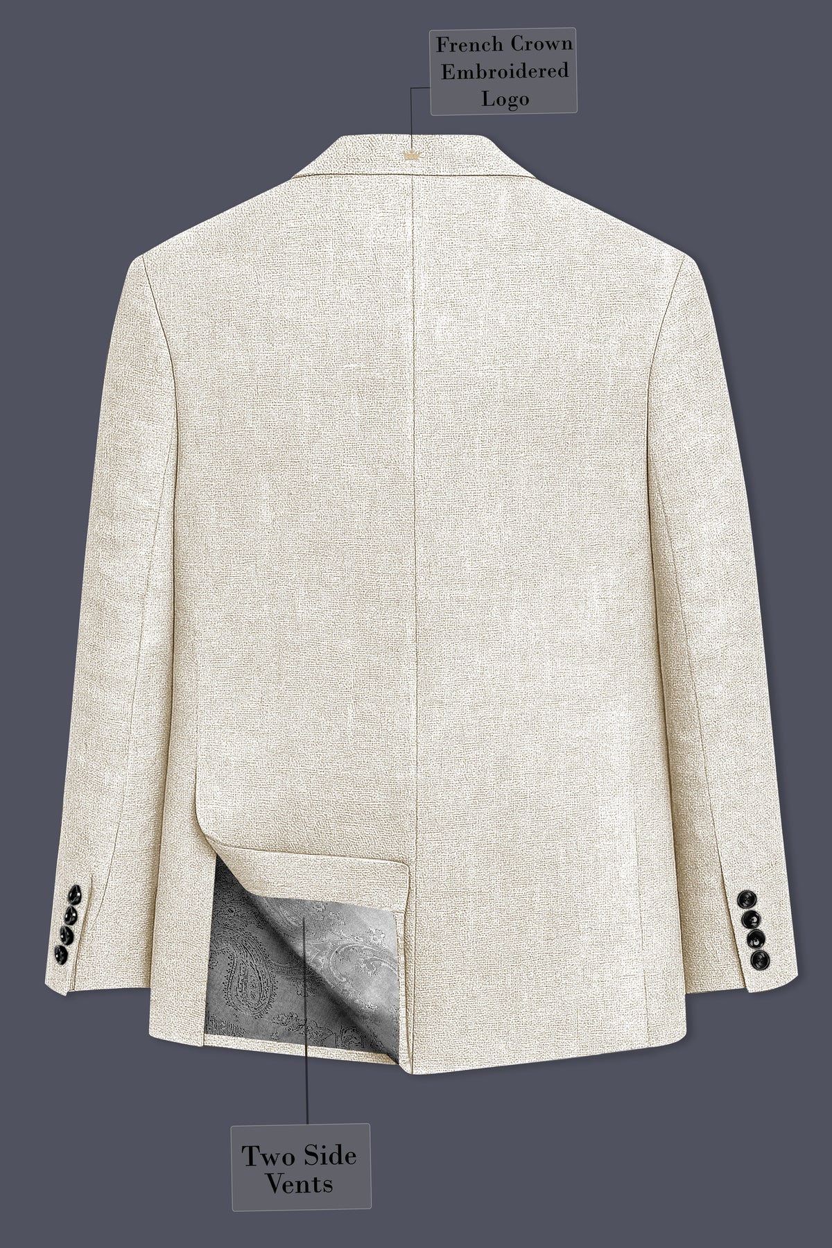 Cashmere-Pearl Cream Luxurious Linen Single Breasted Sports Blazer
