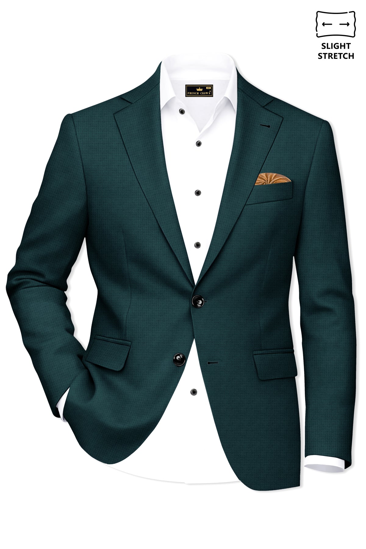 Facet-Dianne Green Diamond Textured Wool Rich Slight Stretch Single Breasted Blazer