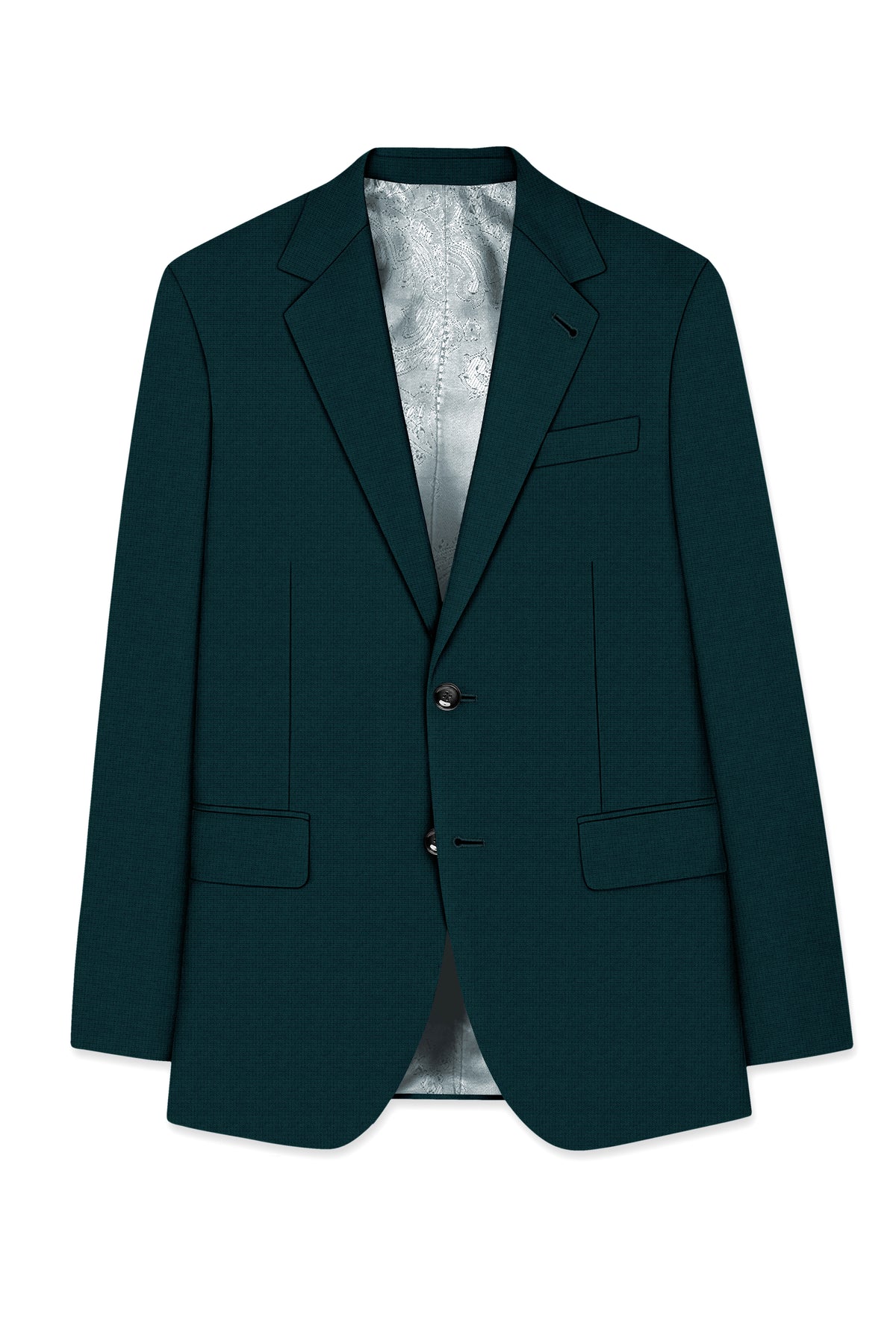 Facet-Dianne Green Diamond Textured Wool Rich Slight Stretch Single Breasted Blazer