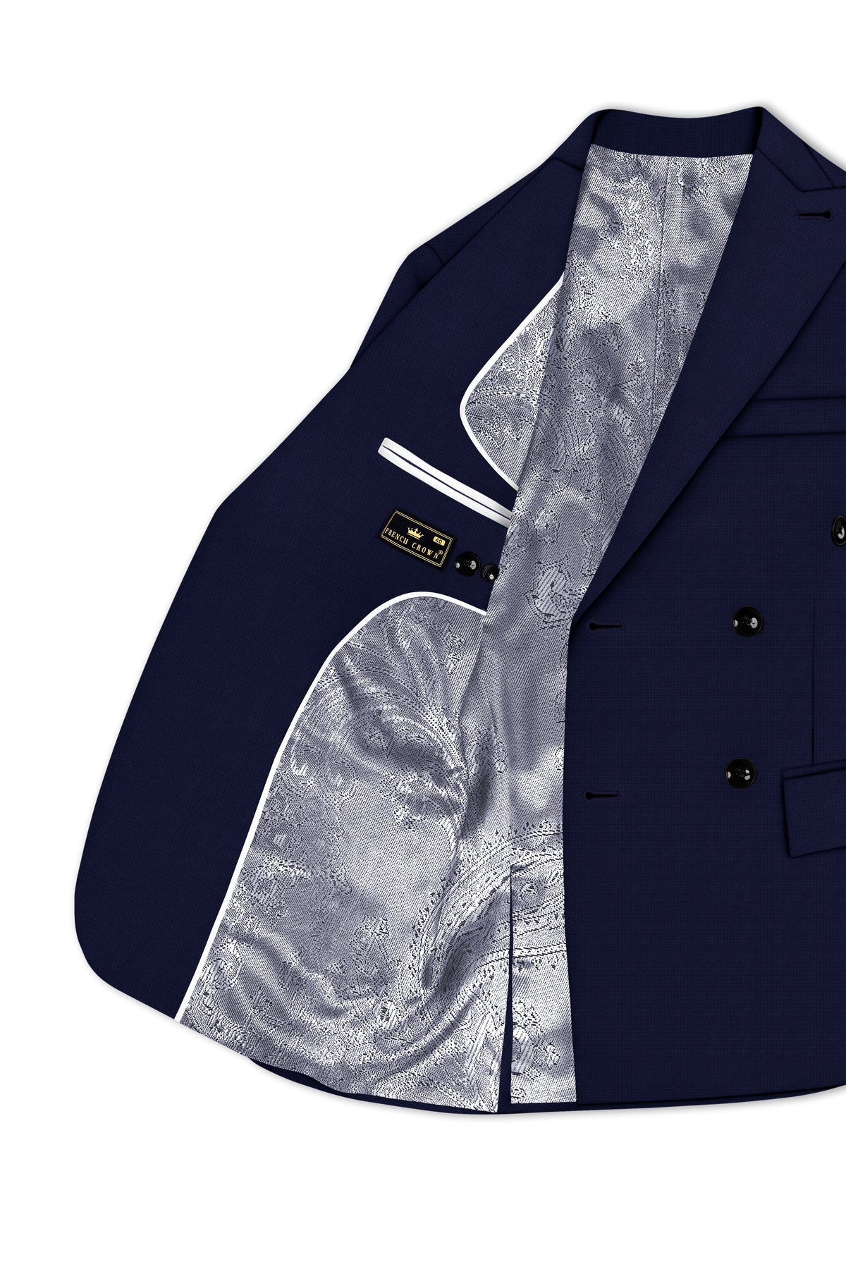 Sapphire-Haiti Blue Diamond Textured Wool Rich Slight Stretch Double Breasted Blazer