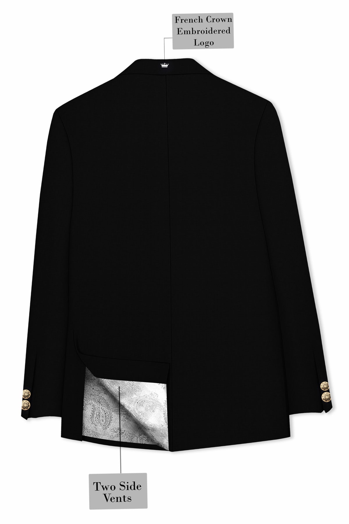 Obsidian-Jade Black Diamond Textured Wool Rich Slight Stretch Bandhgala Blazer