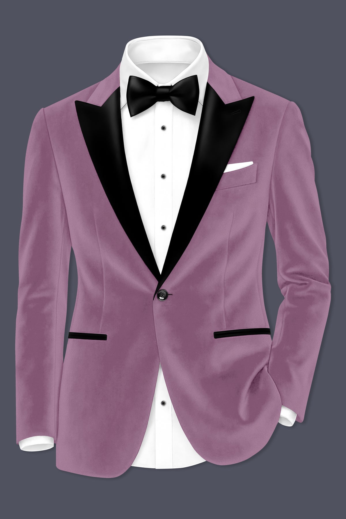 Veloura-Strikemaster Pink Velvet Peak Lapel Tuxedo Blazer