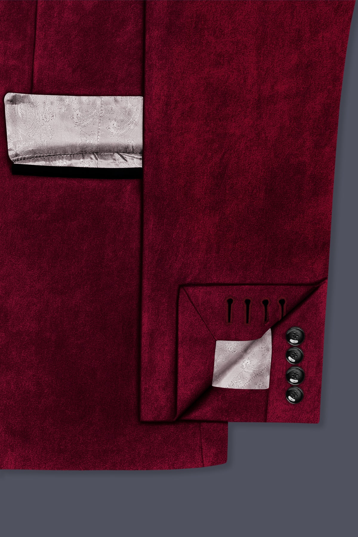 Nocturne-Cab Sav Maroon Velvet Peak Lapel Tuxedo Blazer