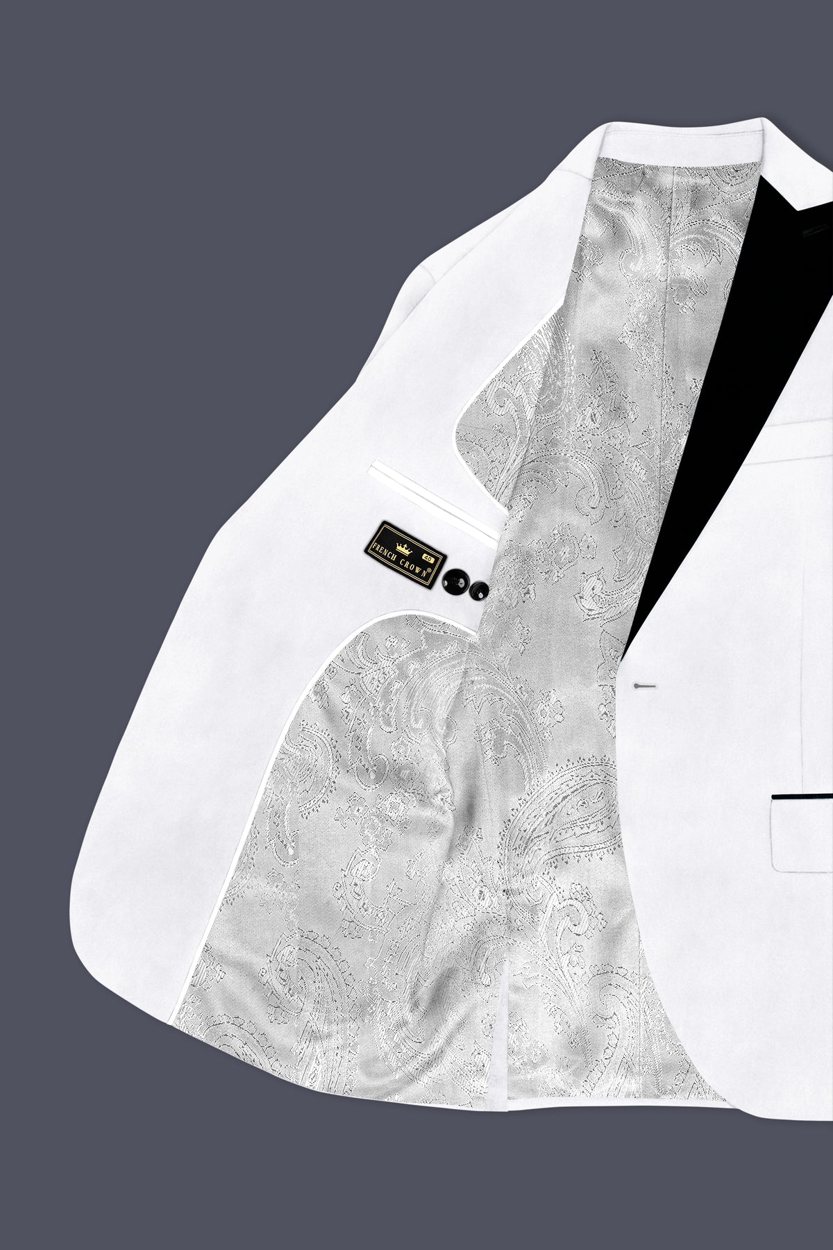 Alabaster-Bright White Velvet Peak Lapel Tuxedo Blazer
