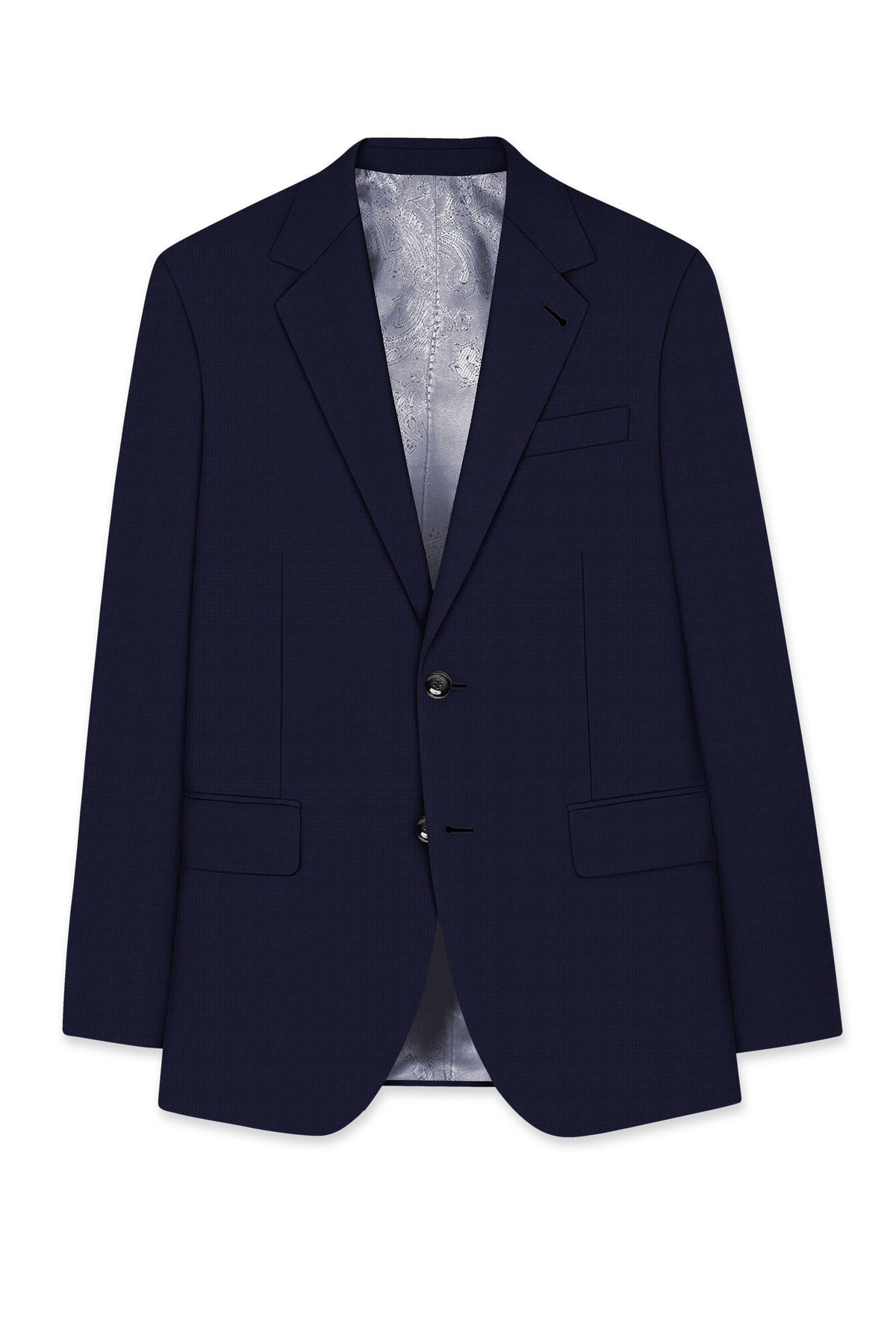 Nocturne-Mirage Navy Diamond Textured Wool Rich Slight Stretch Single Breasted Blazer
