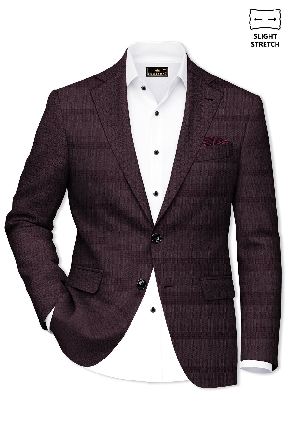 Velaris-Thunder Purple Diamond Textured Wool Rich Slight Stretch Single Breasted Blazer