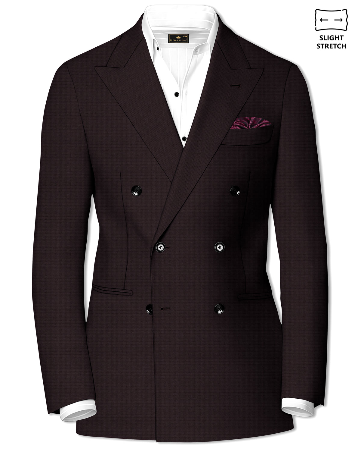 Regency-Cocoa Brown Diamond Textured Wool Rich Slight Stretch Double Breasted Blazer