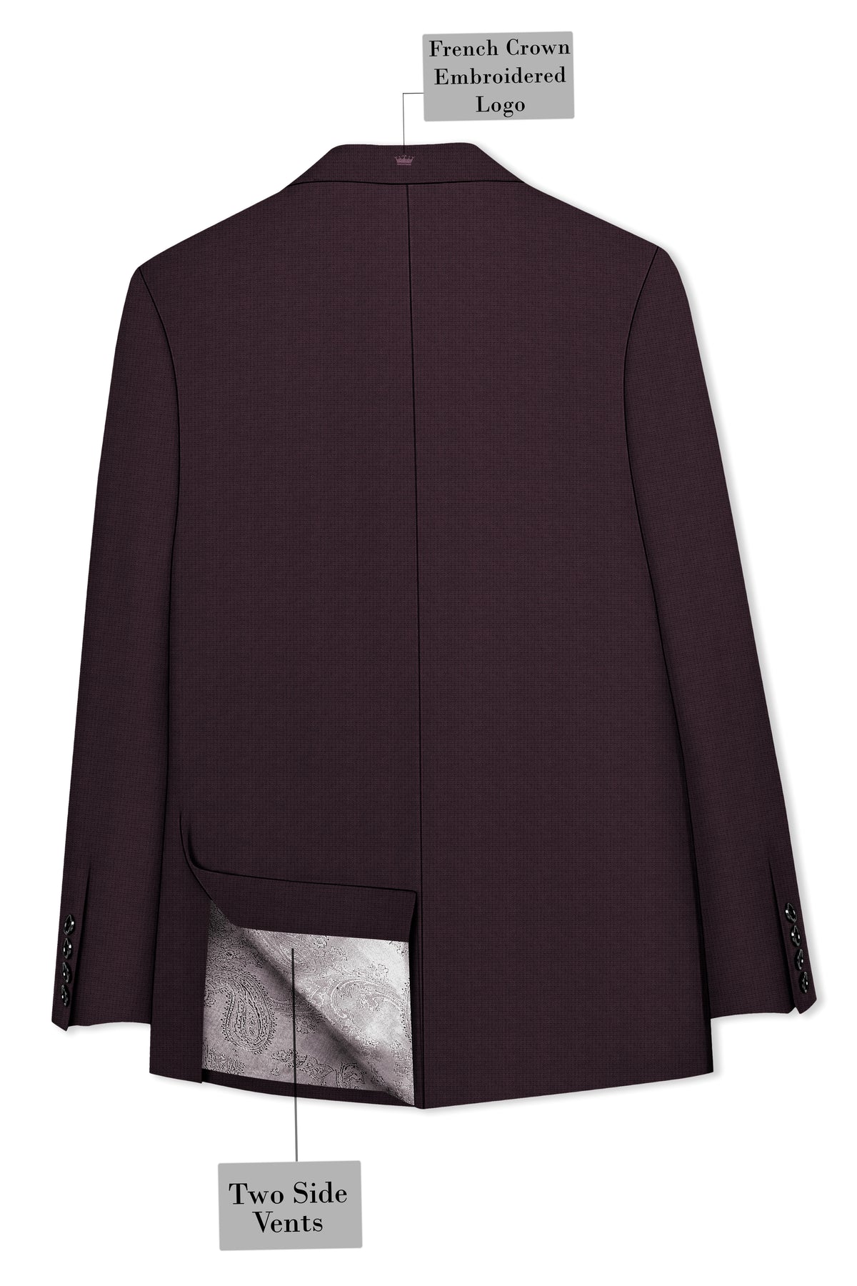 Velaris-Thunder Purple Diamond Textured Wool Rich Slight Stretch Double Breasted Blazer