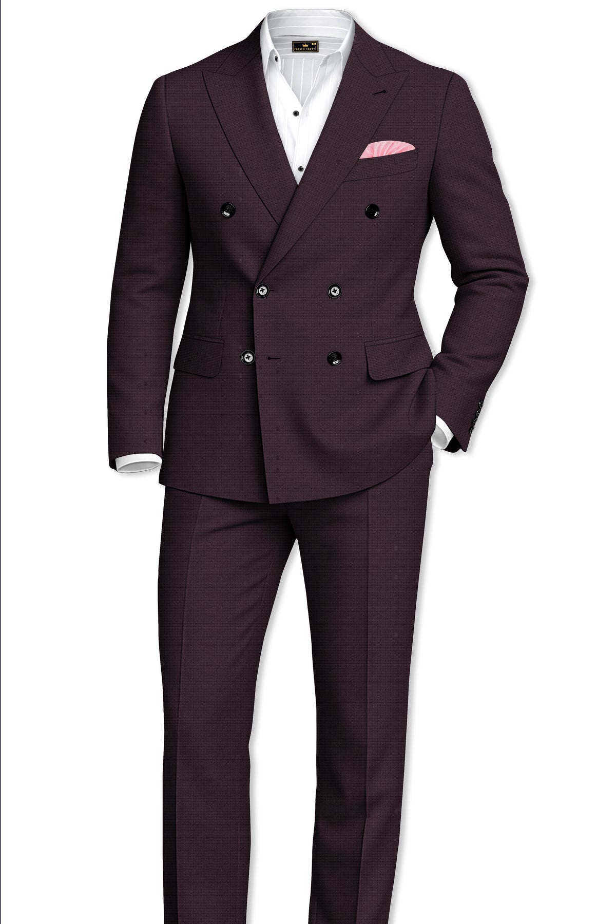 Velaris-Thunder Purple Diamond Textured Wool Rich Slight Stretch Double Breasted Blazer