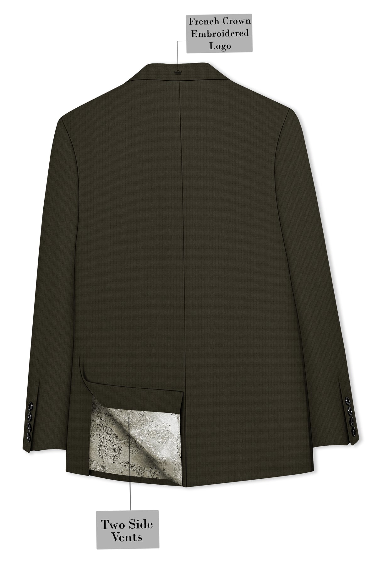 Prestige-Zeus Green Diamond Textured Wool Rich Slight Stretch Double Breasted Blazer