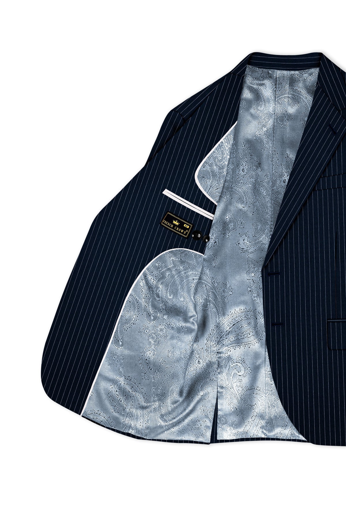 Zenith-Imperial Teal Green And Bright White Chalk Striped Wool Rich Wrinkle-Free Fluid Drape Fabric Single Breasted Blazer