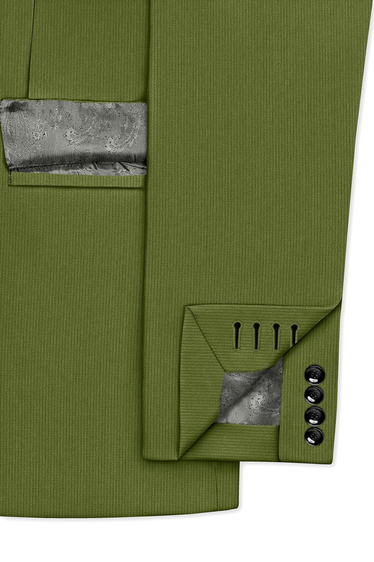 Hunter-Muddy Green Diamond Textured Wool Rich Slight Stretch Single Breasted Blazer