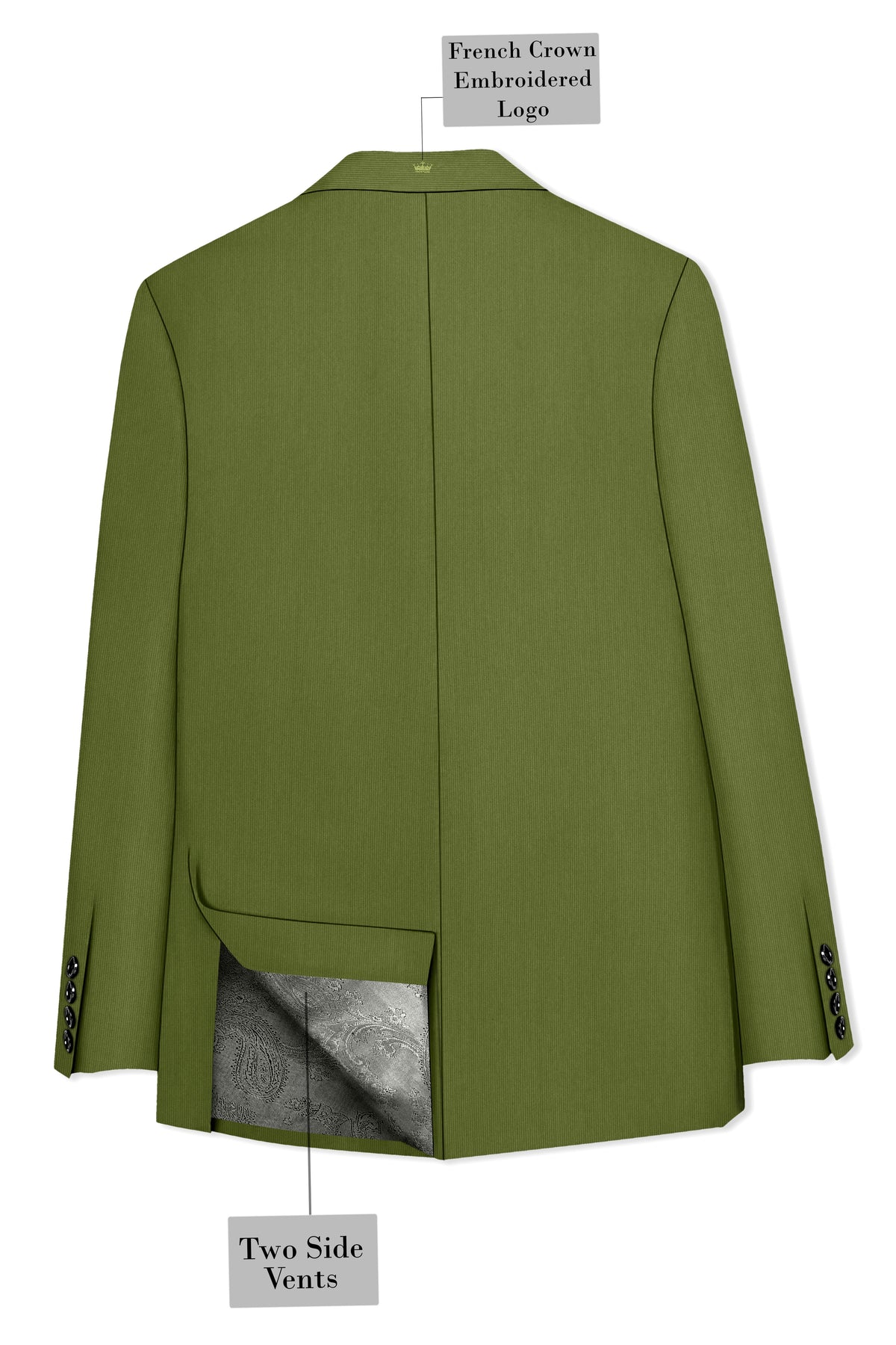 Hunter-Muddy Green Diamond Textured Wool Rich Slight Stretch Single Breasted Blazer