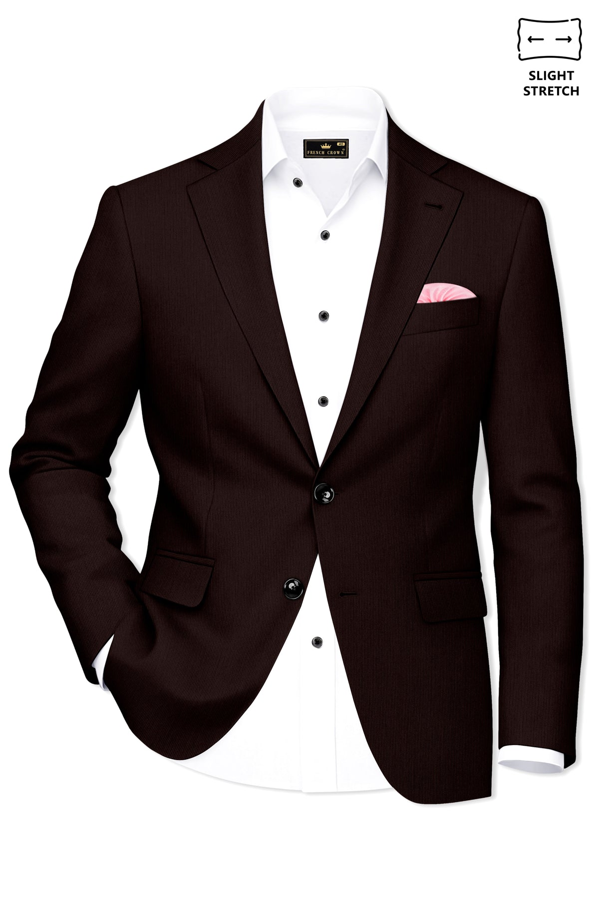 Terrano-Creole Brown Diamond Textured Wool Rich Slight Stretch Single Breasted Blazer