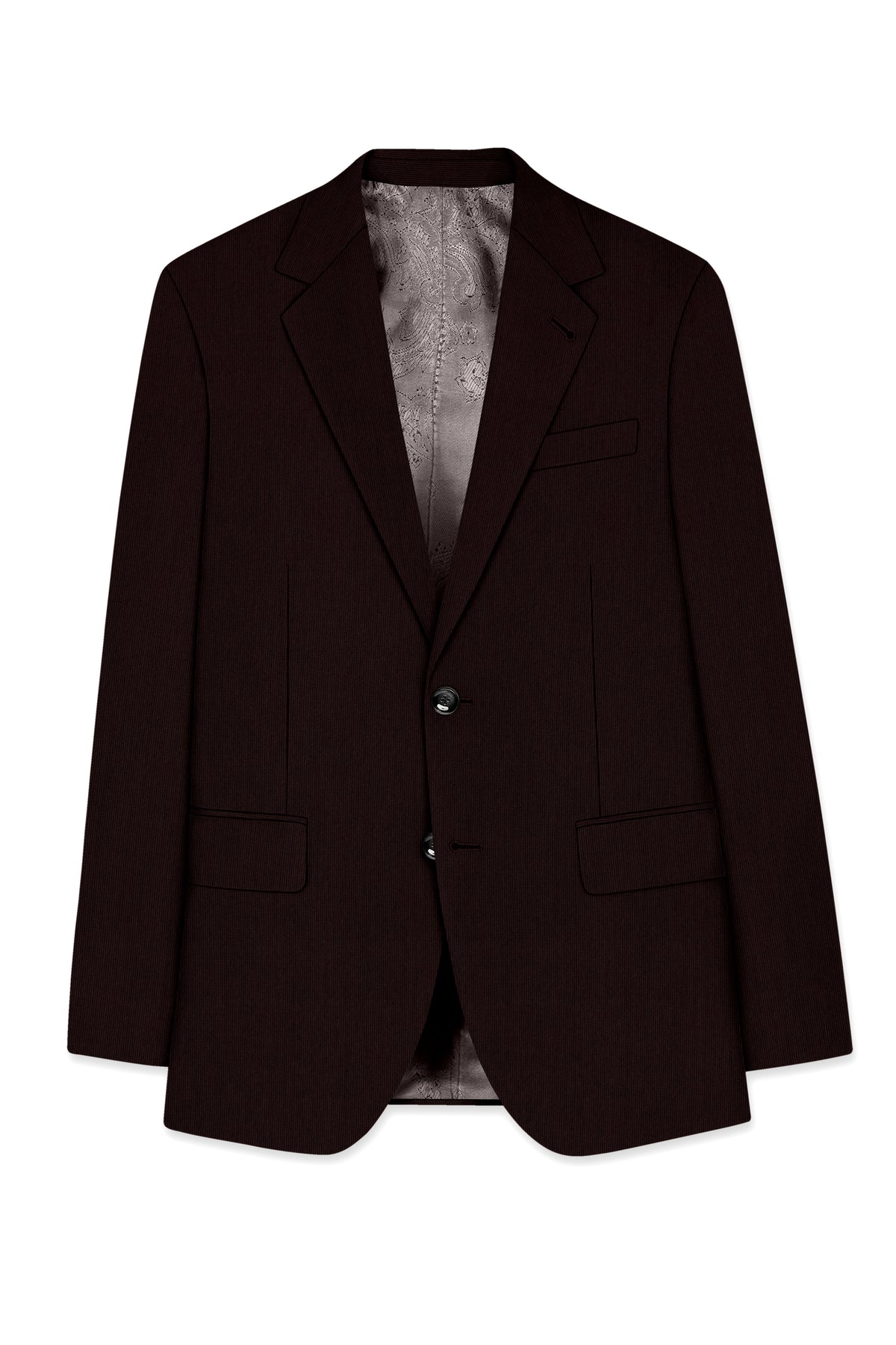 Terrano-Creole Brown Diamond Textured Wool Rich Slight Stretch Single Breasted Blazer