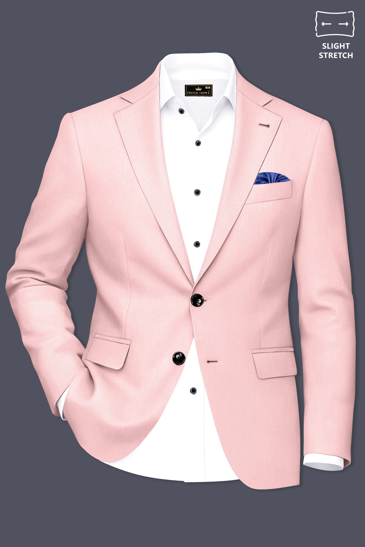 Elara-Cosmos Pink Diamond Textured Wool Rich Slight Stretch Single Breasted Blazer