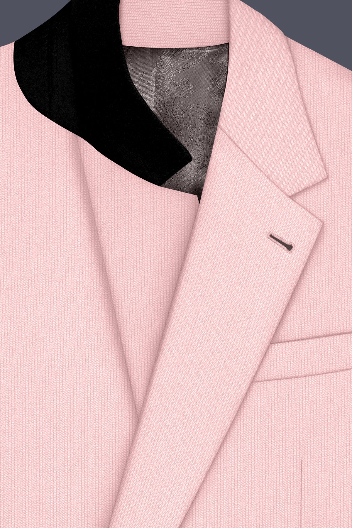 Elara-Cosmos Pink Diamond Textured Wool Rich Slight Stretch Single Breasted Blazer