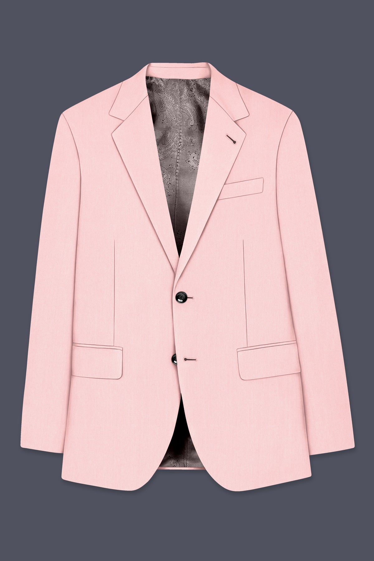 Elara-Cosmos Pink Diamond Textured Wool Rich Slight Stretch Single Breasted Blazer