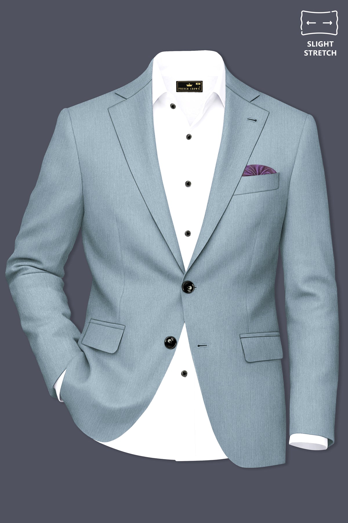 Sterling-Cadet Gray Diamond Textured Wool Rich Slight Stretch Single Breasted Blazer
