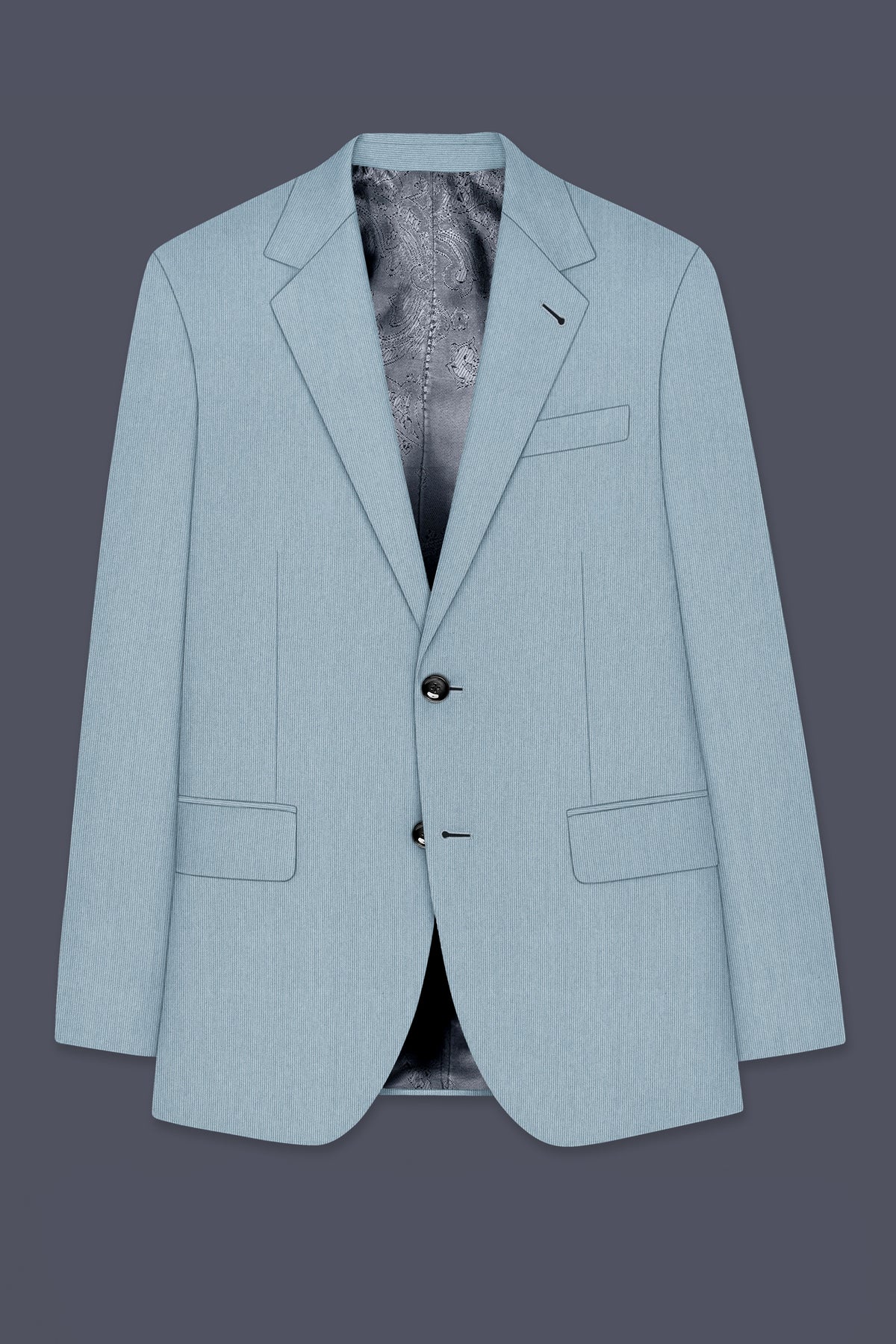 Sterling-Cadet Gray Diamond Textured Wool Rich Slight Stretch Single Breasted Blazer