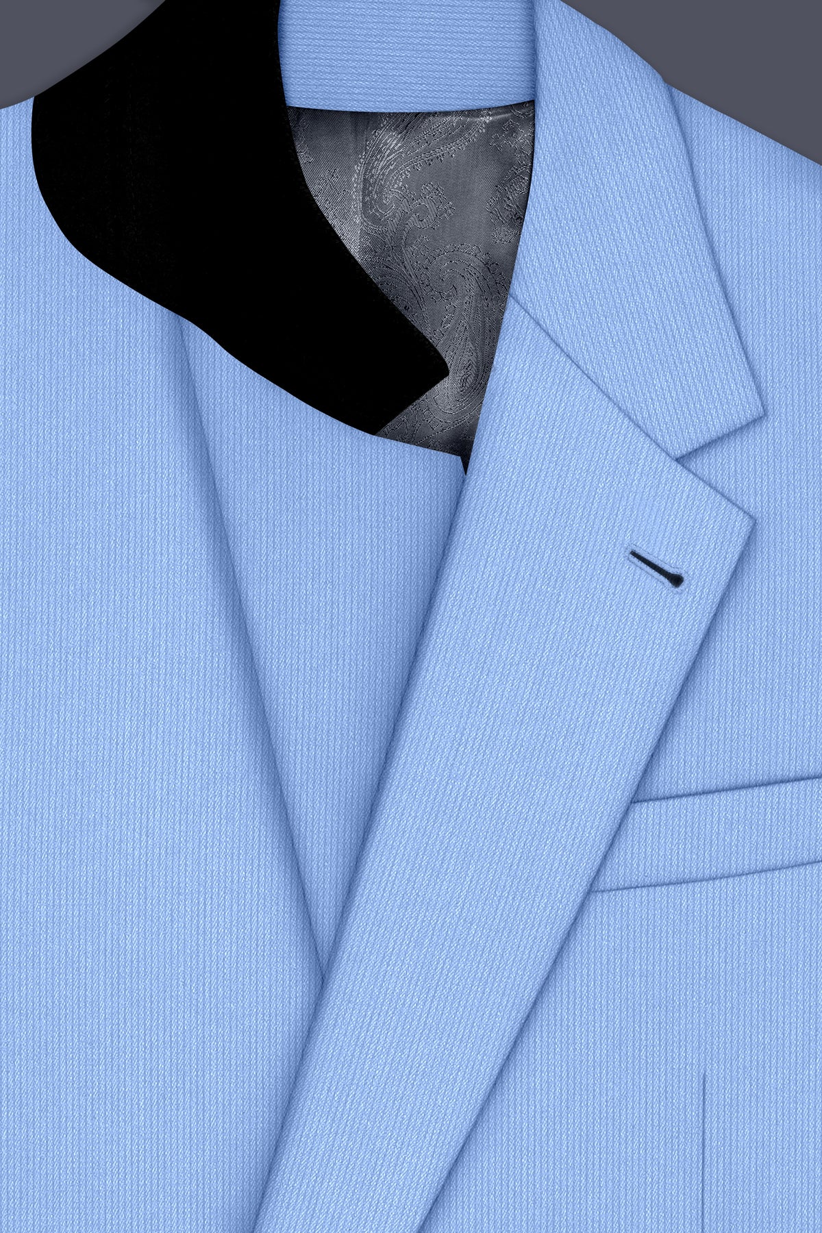 Cobalt-Jordy Blue Diamond Textured Wool Rich Slight Stretch Single Breasted Blazer