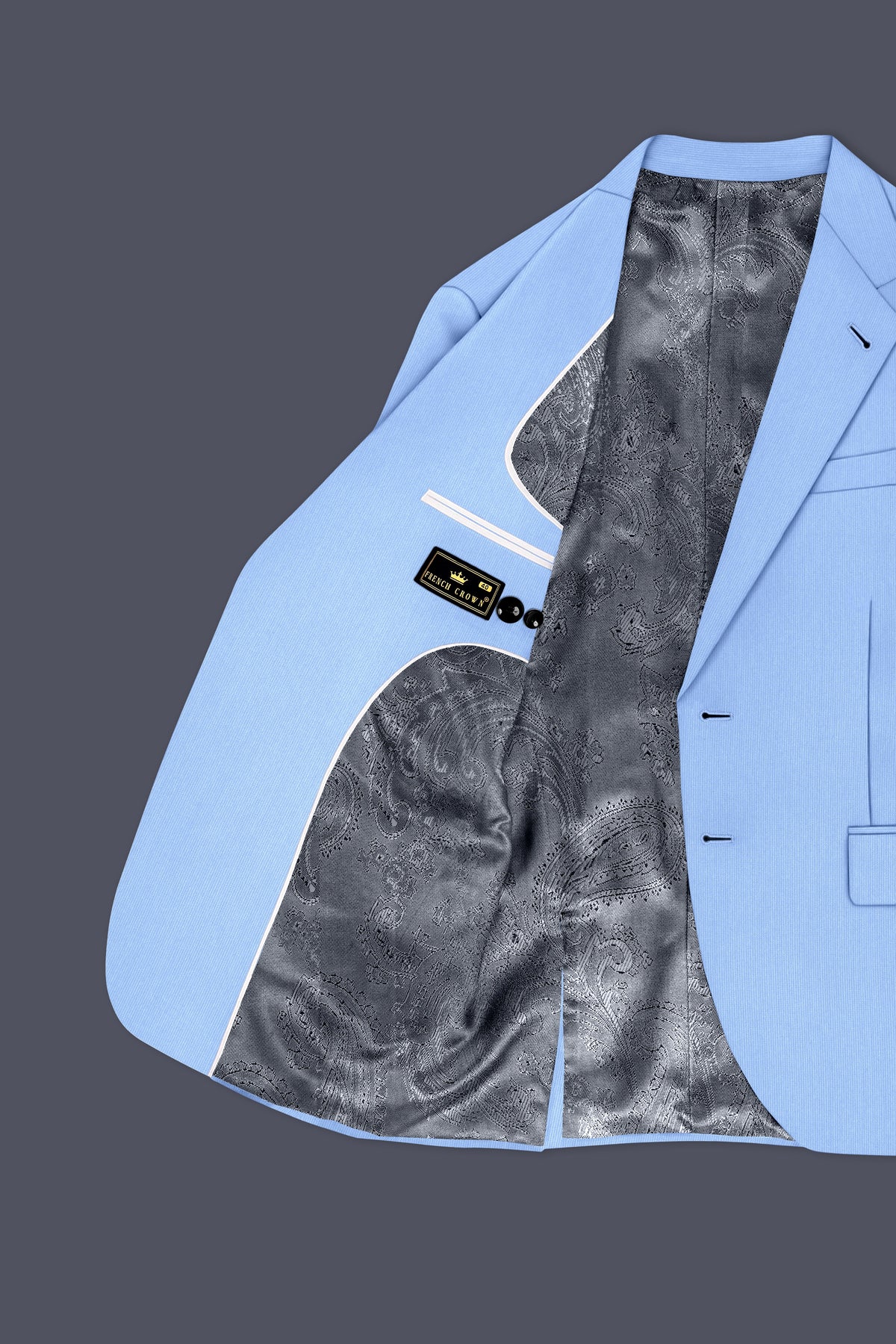 Cobalt-Jordy Blue Diamond Textured Wool Rich Slight Stretch Single Breasted Blazer