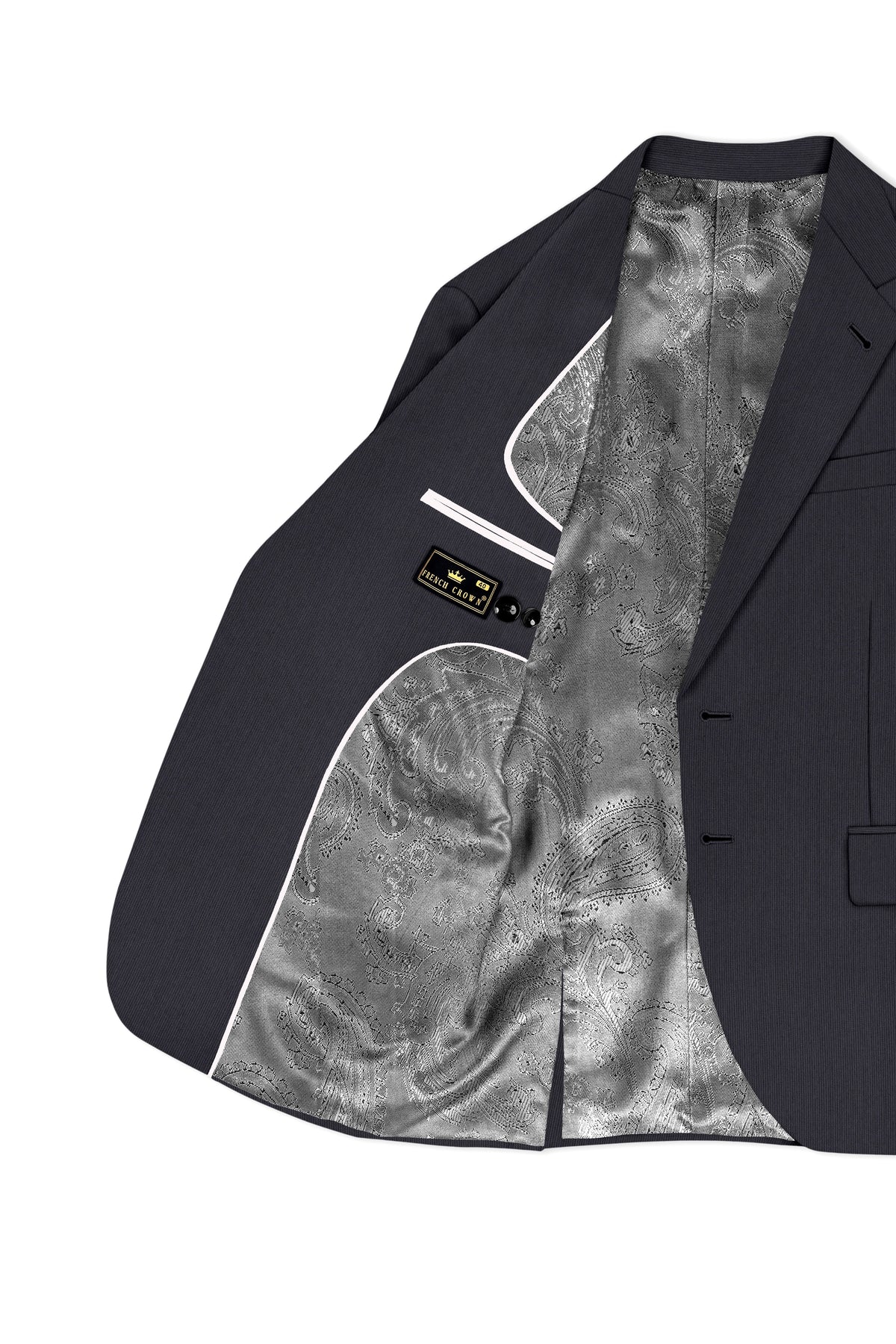 Axton-Baltic Sea Gray Diamond Textured Wool Rich Slight Stretch Single Breasted Blazer