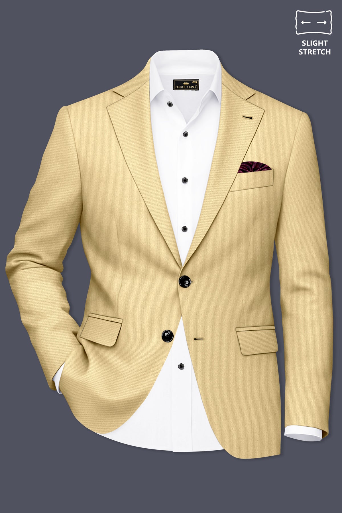 Dorian-Pavlova Cream Diamond Textured Wool Rich Slight Stretch Single Breasted Blazer