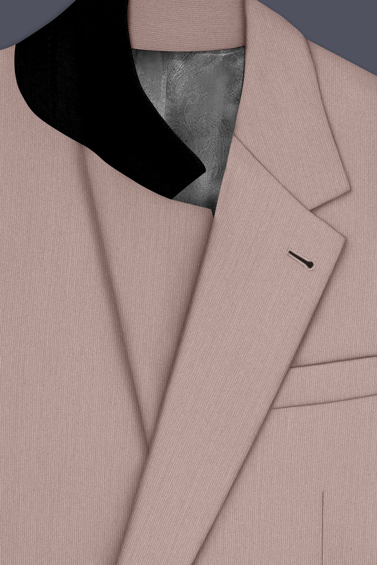 Amelio-Nomad Peach Diamond Textured Wool Rich Slight Stretch Single Breasted Blazer