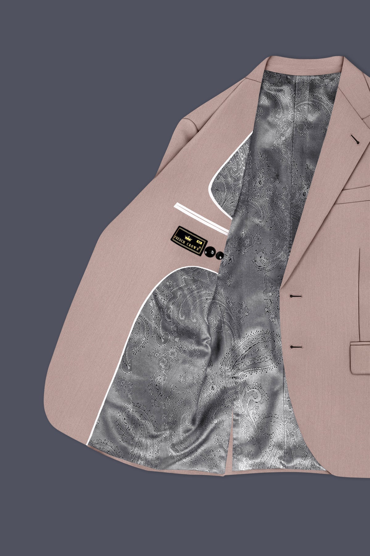Amelio-Nomad Peach Diamond Textured Wool Rich Slight Stretch Single Breasted Blazer