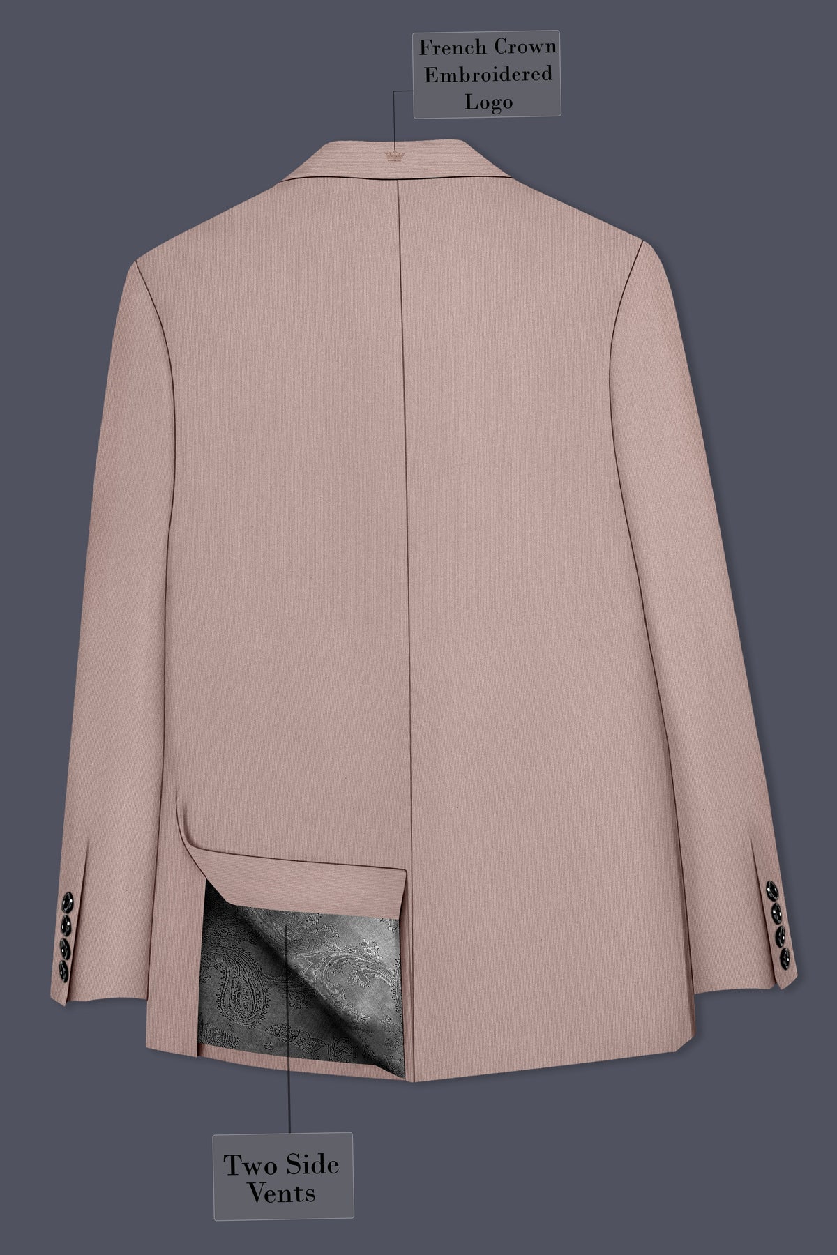 Amelio-Nomad Peach Diamond Textured Wool Rich Slight Stretch Single Breasted Blazer