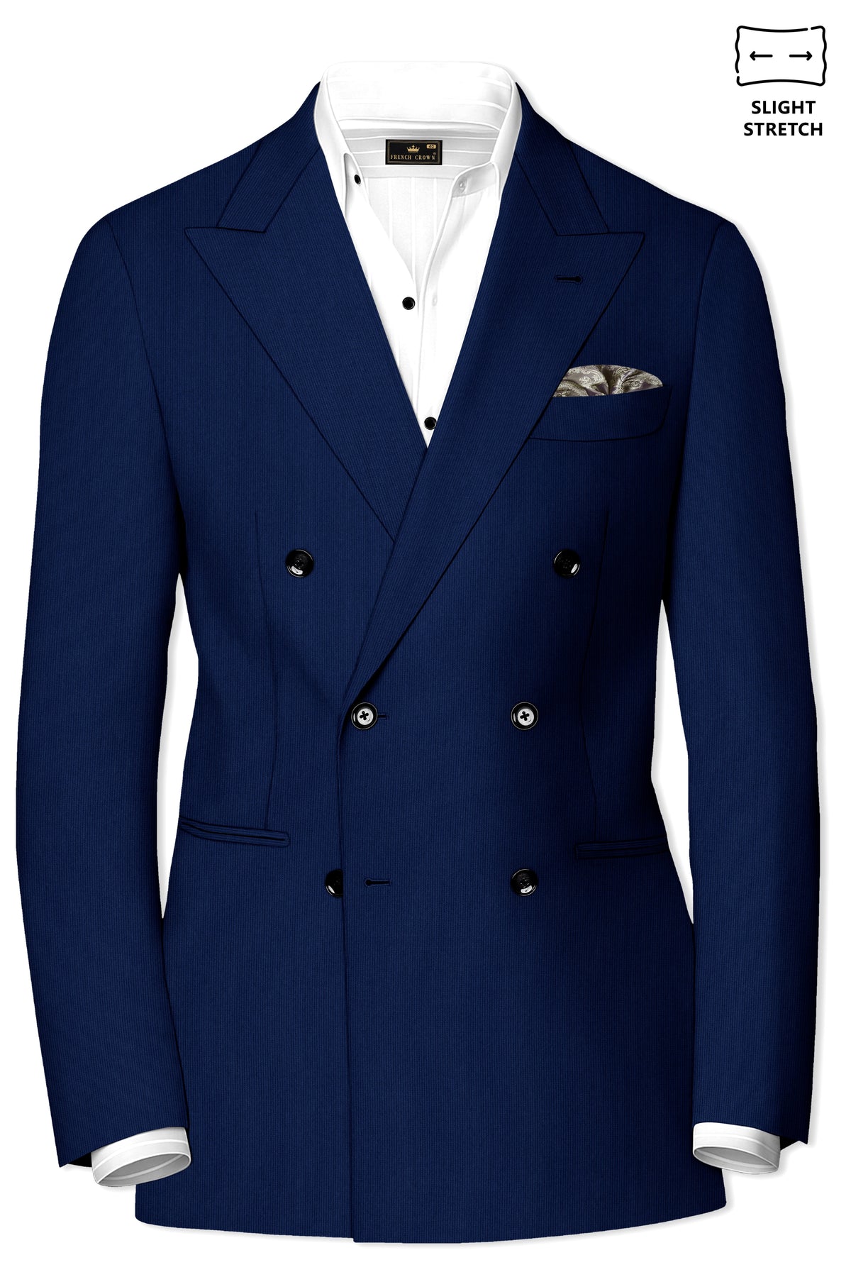 Velmont-Bunting Blue Diamond Textured Wool Rich Slight Stretch Double Breasted Blazer