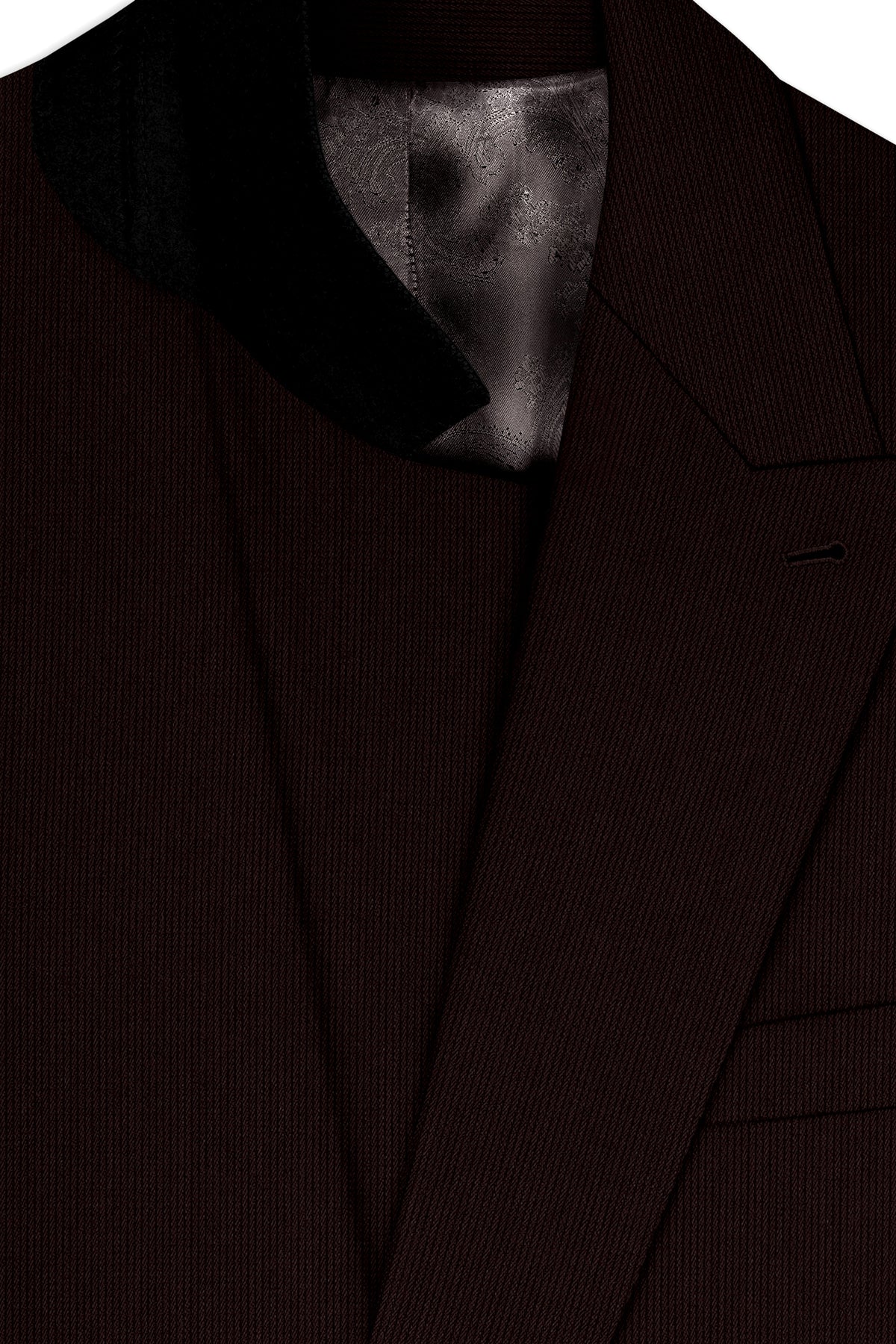 Terrano-Creole Brown Diamond Textured Wool Rich Slight Stretch Double Breasted Blazer