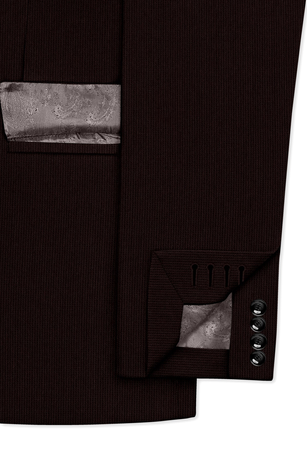 Terrano-Creole Brown Diamond Textured Wool Rich Slight Stretch Double Breasted Blazer
