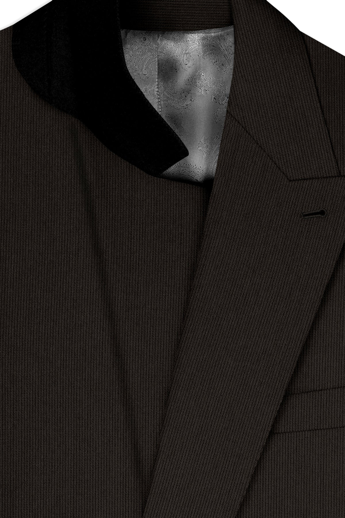Grayson-Zeus Brown Diamond Textured Wool Rich Slight Stretch Double Breasted Blazer