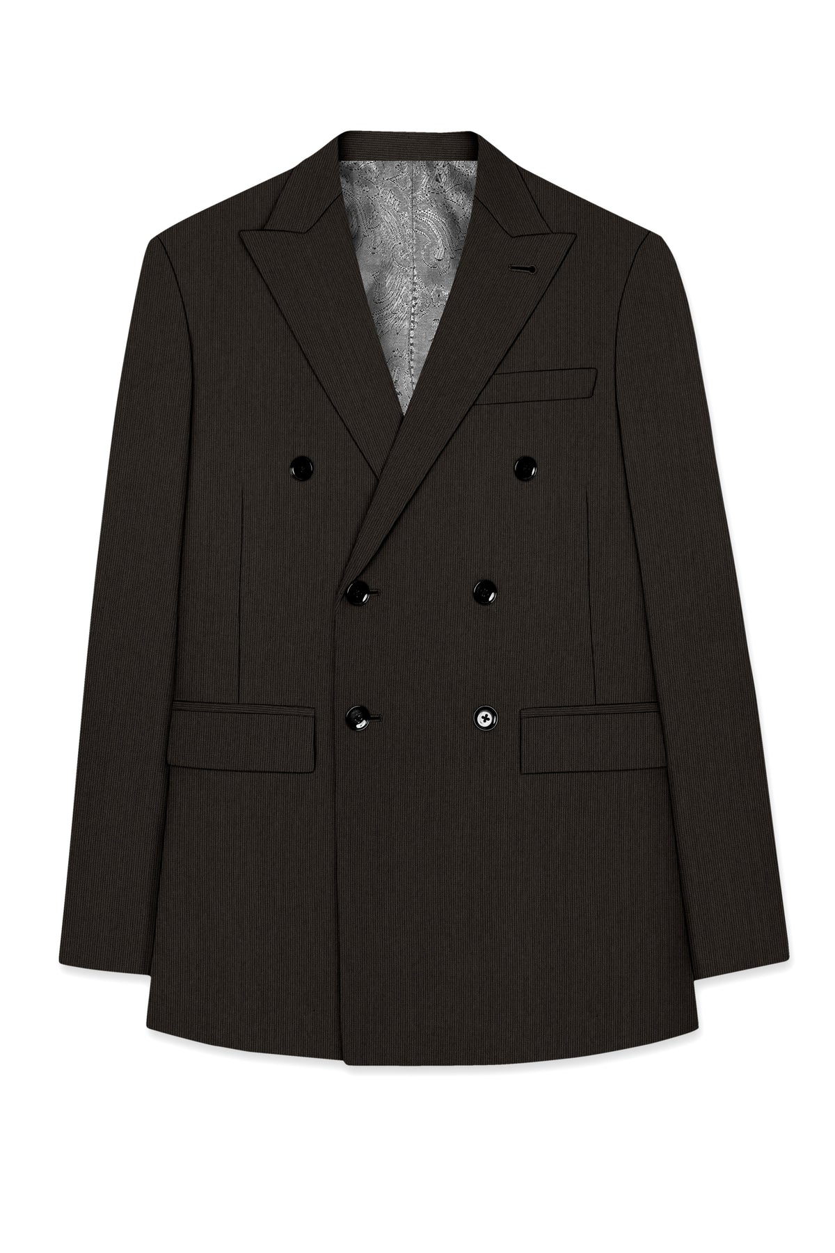 Grayson-Zeus Brown Diamond Textured Wool Rich Slight Stretch Double Breasted Blazer