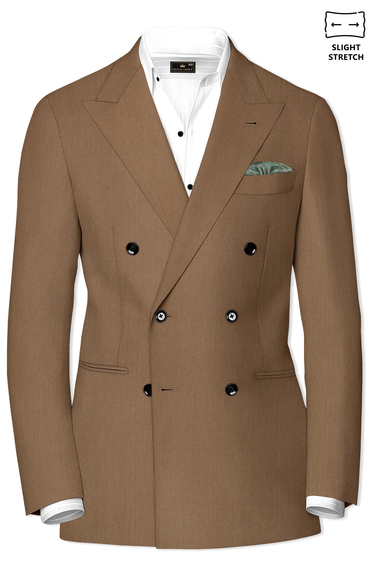 Weston-Millbrook Brown Diamond Textured Wool Rich Slight Stretch Double Breasted Blazer