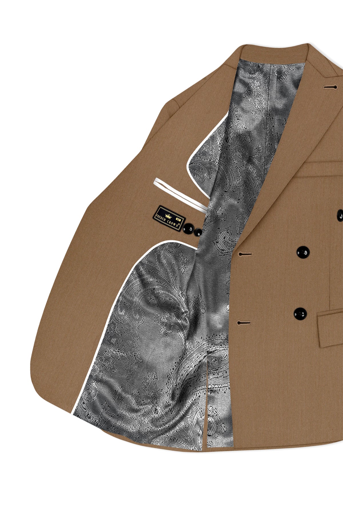 Weston-Millbrook Brown Diamond Textured Wool Rich Slight Stretch Double Breasted Blazer