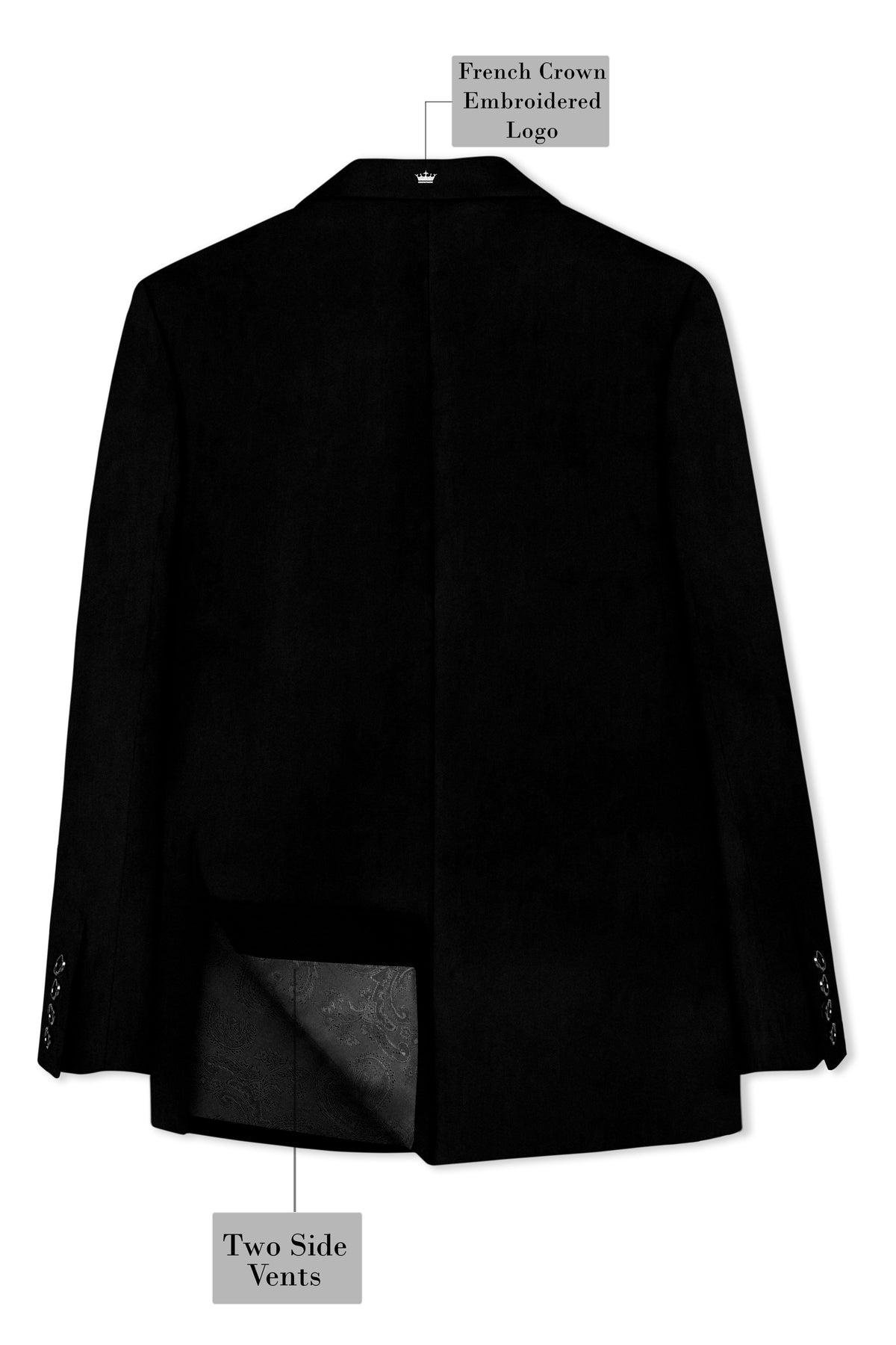 Aurelius-Jade Black Velvet Peak Lapel Tuxedo Blazer