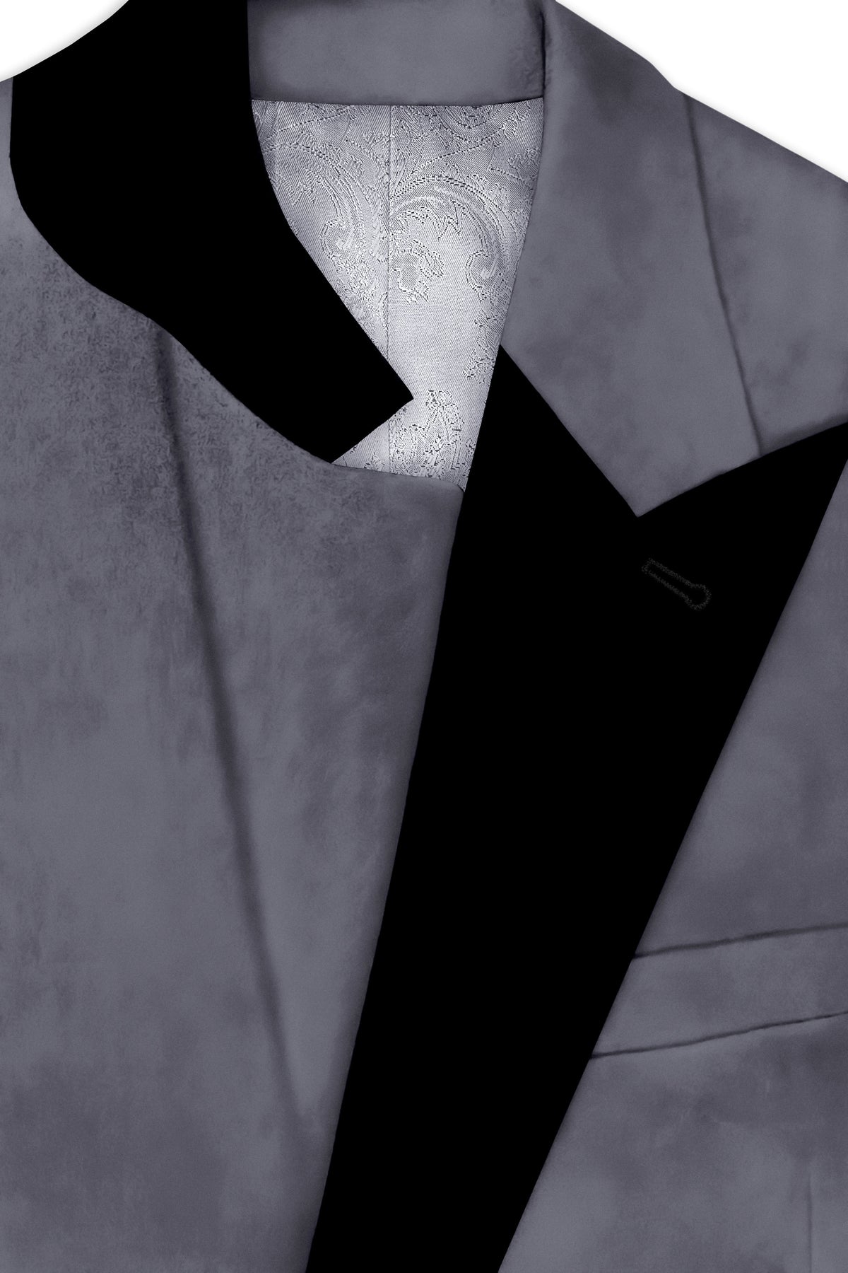 Velluto-Tuna Gray Velvet Peak Lapel Tuxedo Blazer