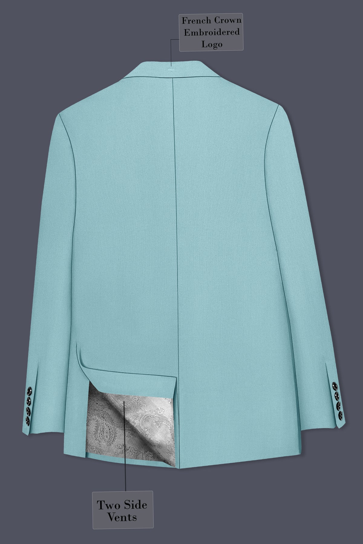 Eclipse-Hosta Blue Diamond Textured Wool Rich Slight Stretch Single Breasted Blazer