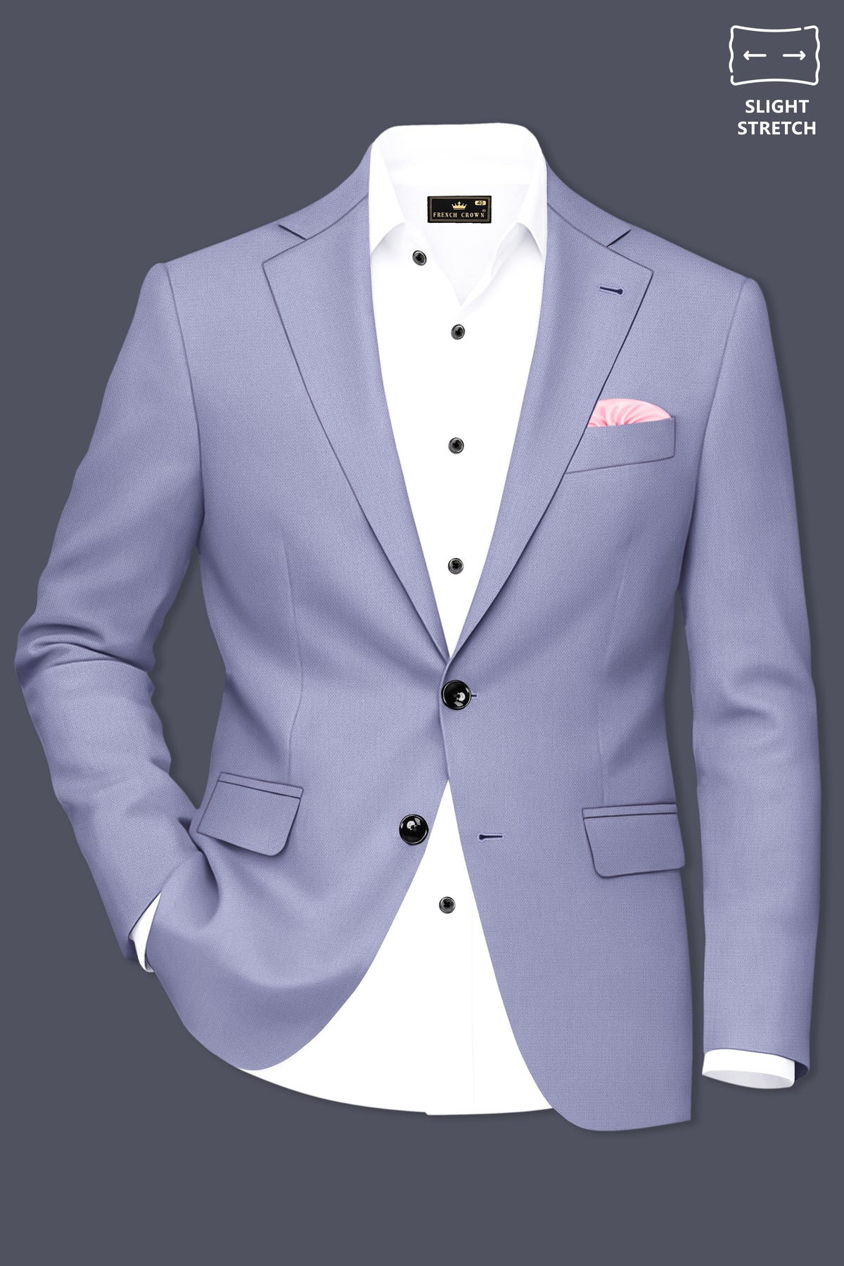 Royale-Chatelle Purple Diamond Textured Wool Rich Slight Stretch Single Breasted Blazer