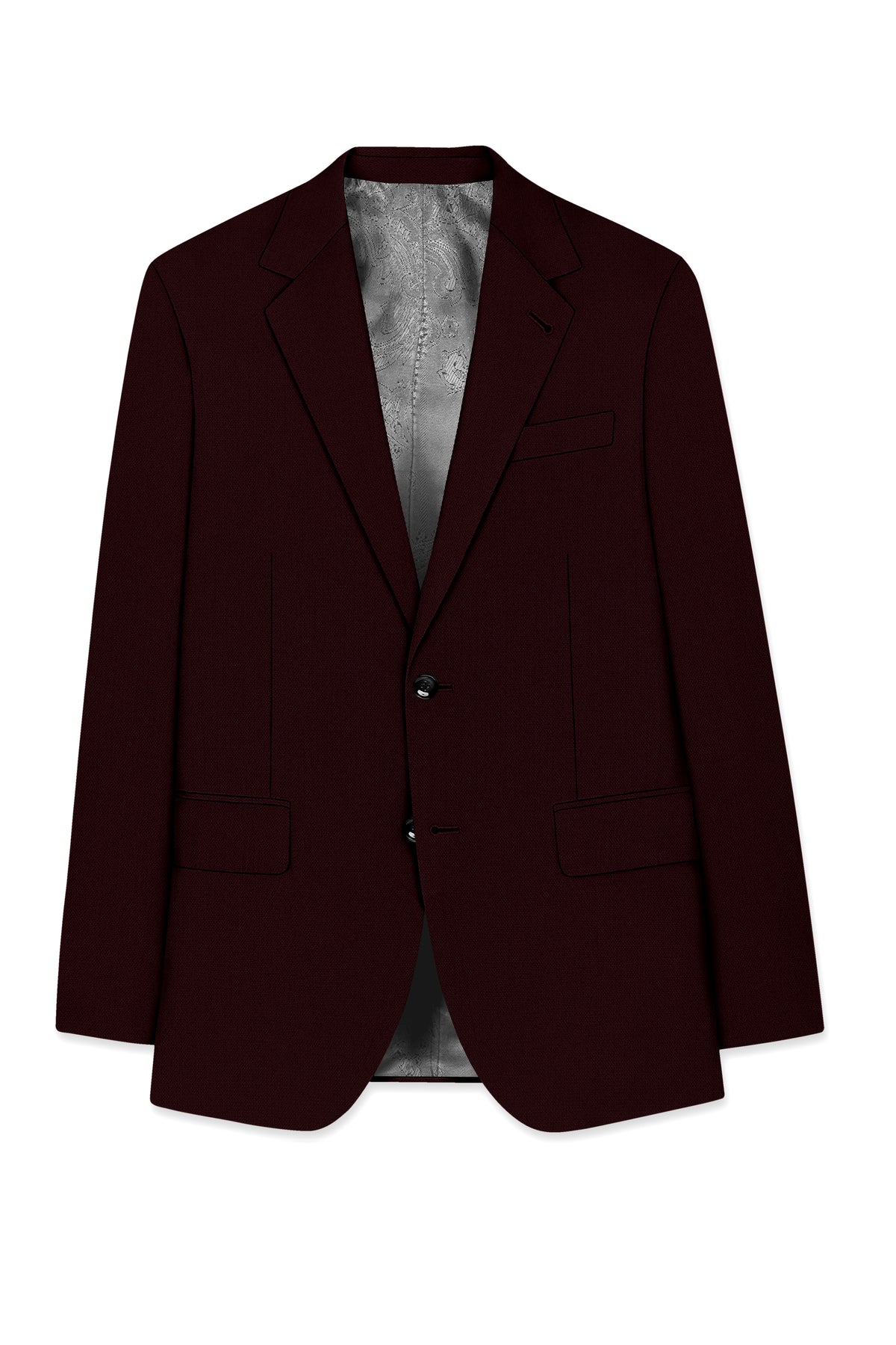 Ardent-Creole Maroon Diamond Textured Wool Rich Slight Stretch Single Breasted Blazer