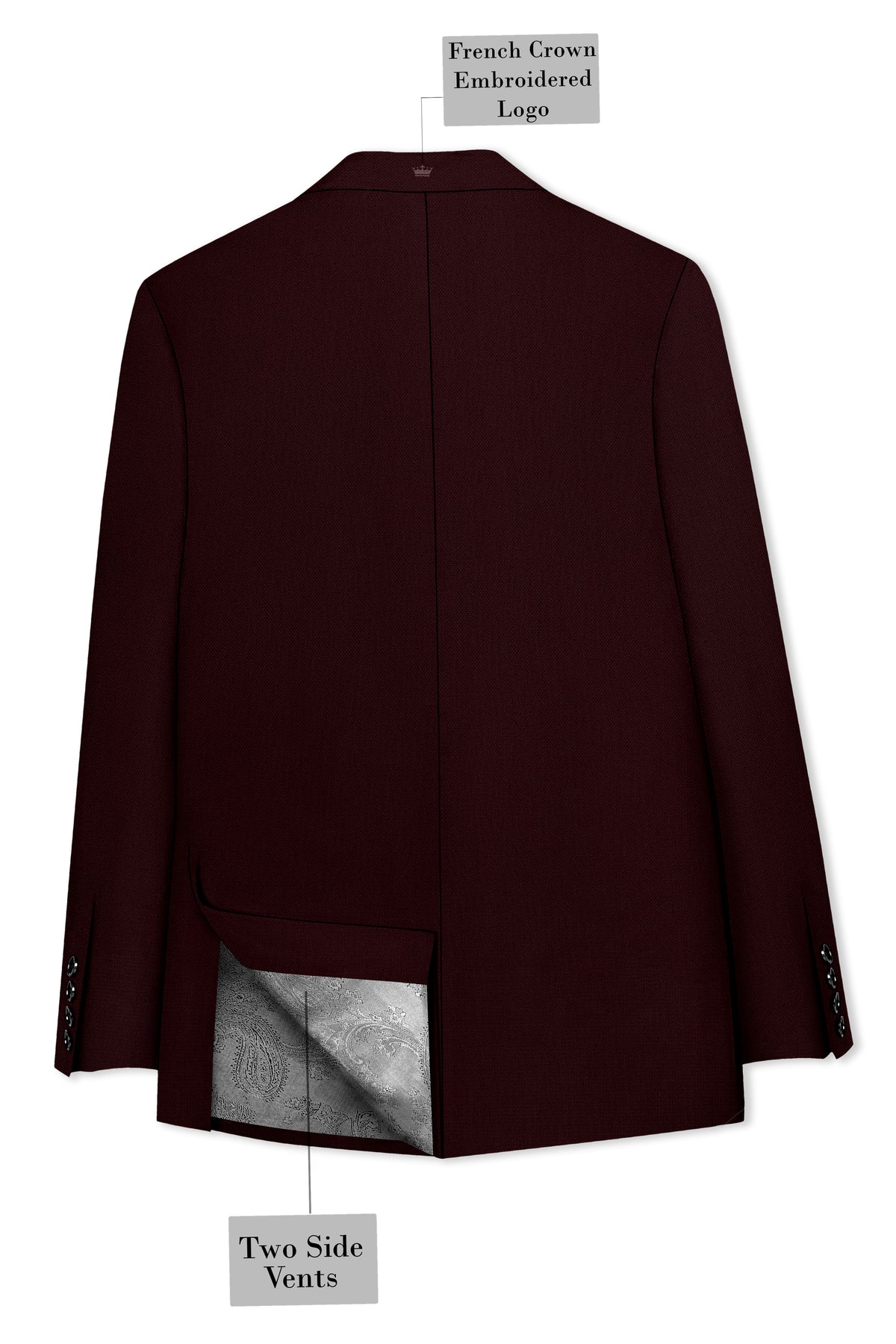 Ardent-Creole Maroon Diamond Textured Wool Rich Slight Stretch Single Breasted Blazer