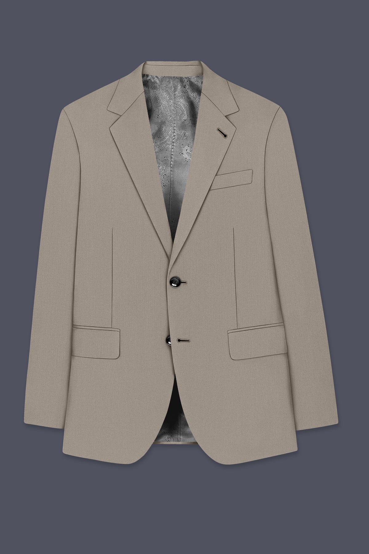 Mavren-Taupe Brown Diamond Textured Wool Rich Slight Stretch Single Breasted Blazer