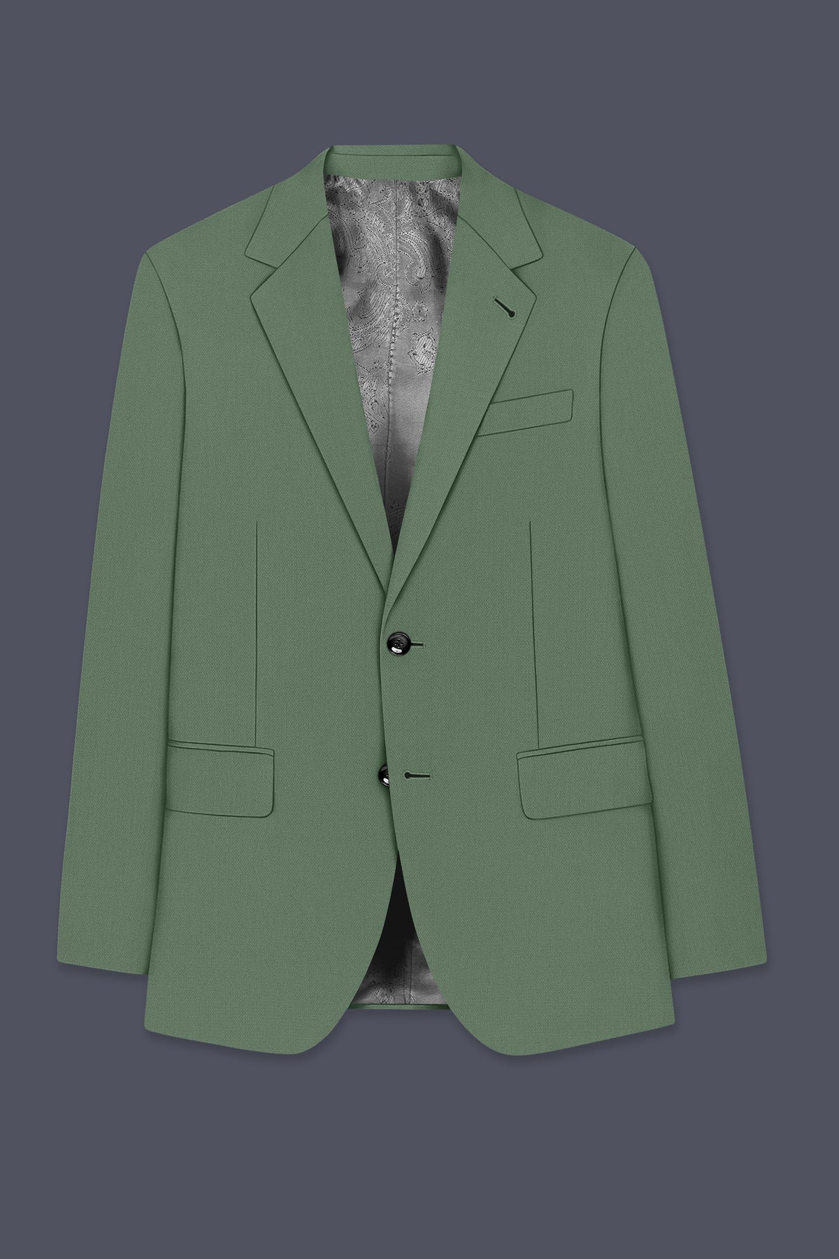 Avon-Glade Green Diamond Textured Wool Rich Slight Stretch Single Breasted Blazer