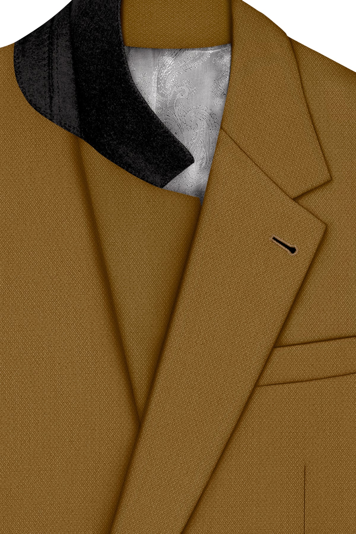 Sartoro-Otter Brown Diamond Textured Wool Rich Slight Stretch Double Breasted Blazer